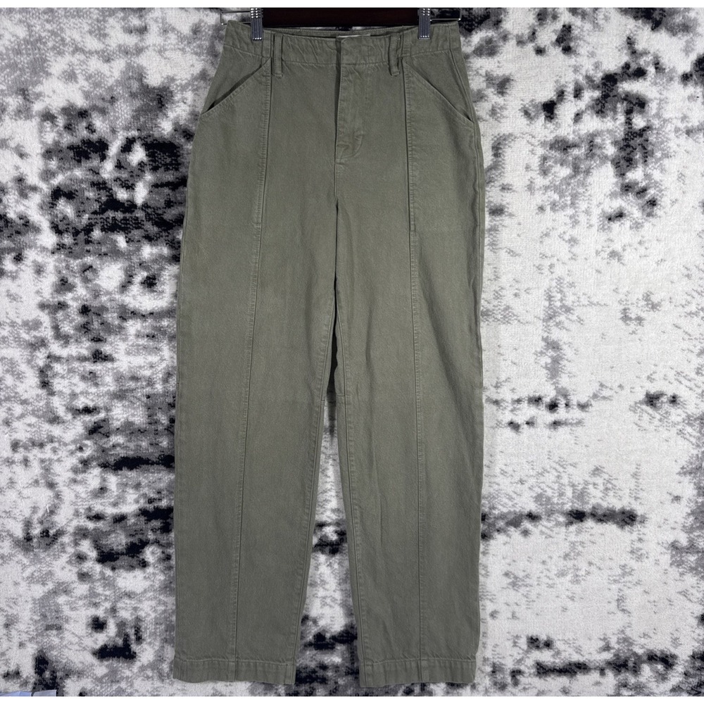 Frame Pants Womens Size 24 Green High Rise Military Wash Utilitarian Straight